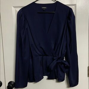Express Deep Blue Wrap Top
